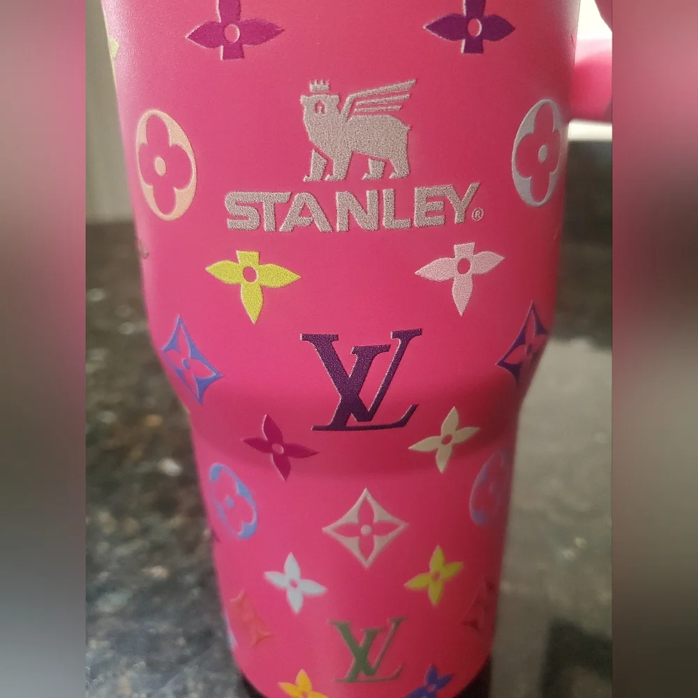 Stanley Pink Tumbler with Multicolor Design - Picture 6 of 6
